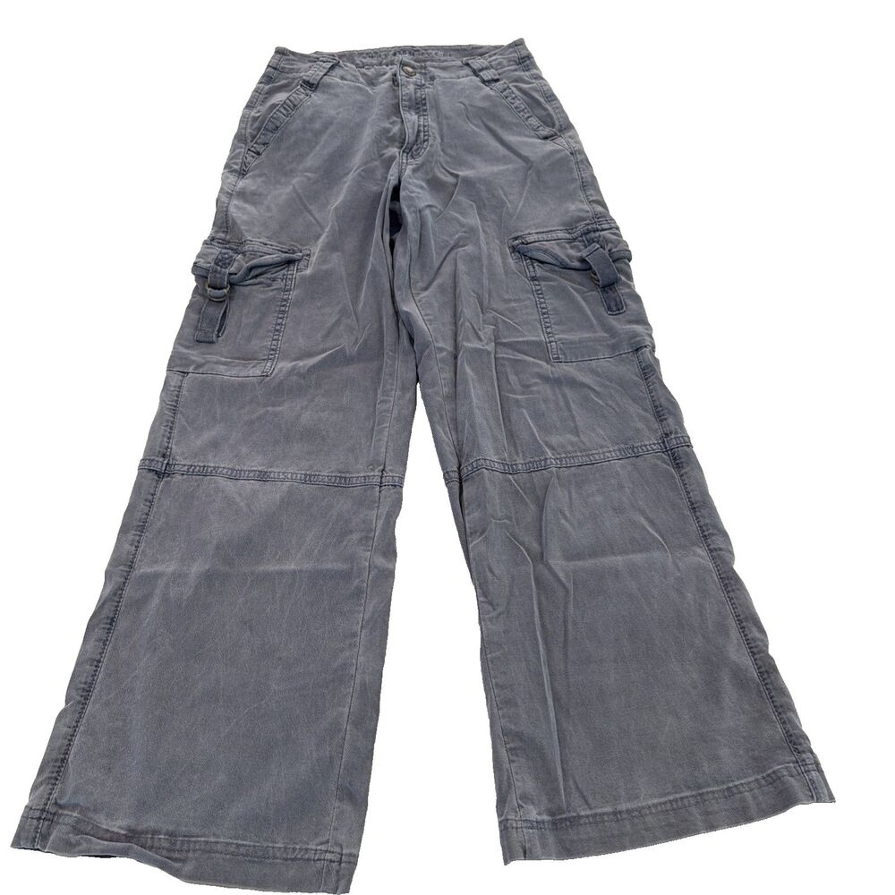 American Eagle Super High-Rise Baggy Wide Leg Cargo Pant Blue 000 Y2K Streetwear